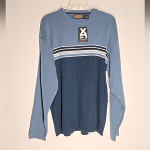 XG Vintage Blue and White Crewneck Sweater with Classic Design